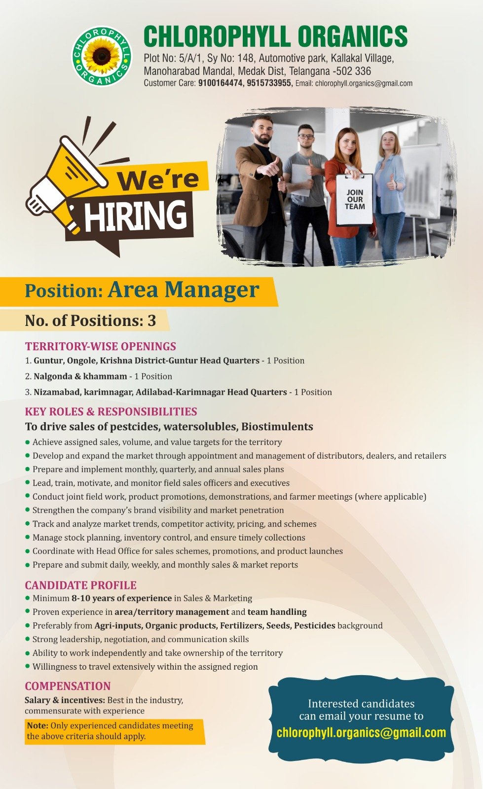 Area Manager Hiring
